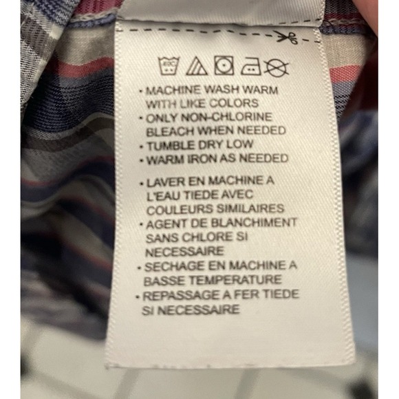 Synrgy Button Up Shirt Mens 4XLT Short Sleeve Blue Pink Plaid - Picture 8 of 10